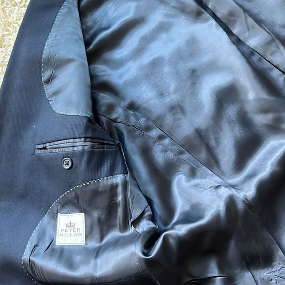 Peter Millar Suit Jacket Blazer Sport Coat Mens 44T Wool Navy - Picture 5 of 16